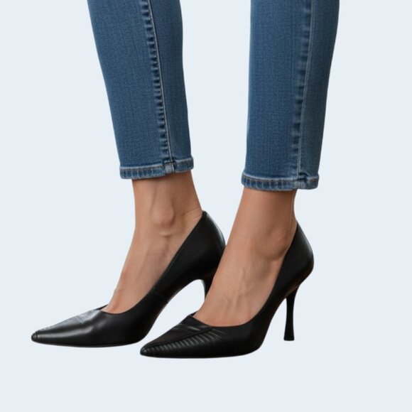 Marino Fabiani Shoes - Marino Fabiani Designer Made in Italy Genuine Black Leather Pump Heels 38/US8